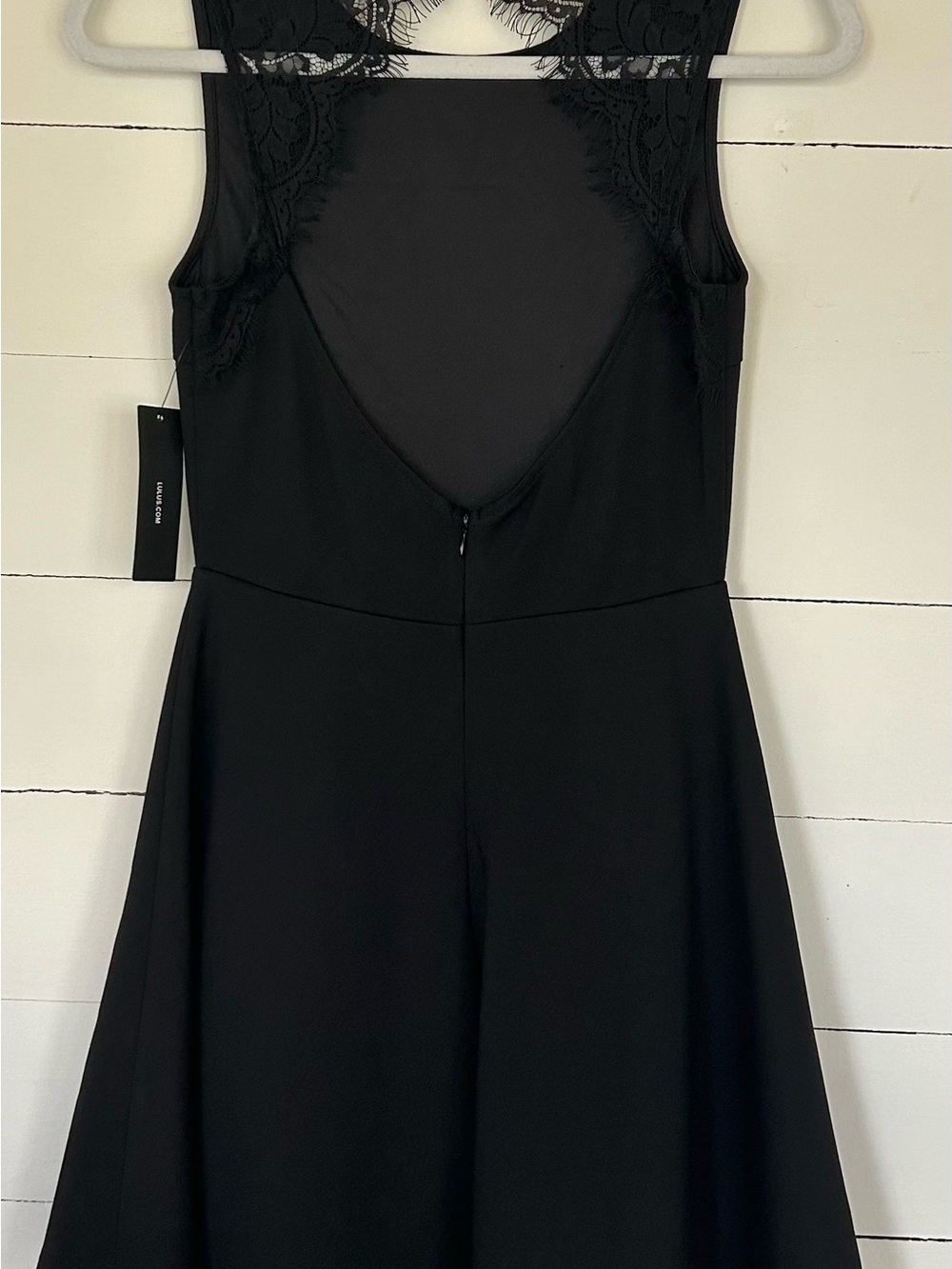 Lulu's Black Lace Backless Skater Dress, Size Small - Picture 2 of 9